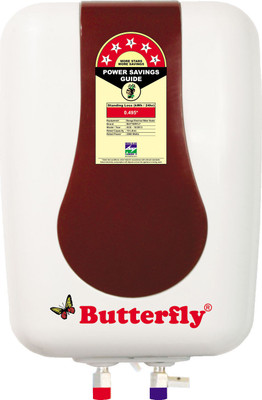 Butterfly 10 L Storage Water Geyser(White with Cherry Red, WATER HEATER ABS BODY 10 LTR)