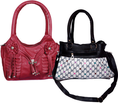 RB FASHION Hand-held Bag(Maroon, Black), Black;maroon