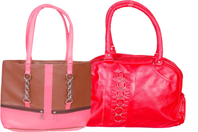RB FASHION Hand-held Bag(Red, Pink), Pink;red