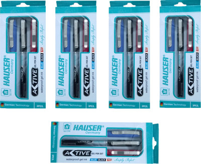 HAUSER GERMANY ACTIVE GEL PEN SET ( BLUE, BLACK, RED, ) WATERPROOF GEL INK Ball Pen(Pack of 5)
HAUSER GERMANY ACTIVE GEL PEN SET ( BLUE, BLACK, RED, ) WATERPROOF GEL INK Ball Pen(Pack of 5)