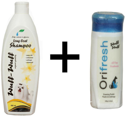 Wuff Wuff Orifresh Powder Combo Allergy Relief, Anti-dandruff, Anti-fungal, Anti-itching, Anti-microbial, Anti-parasitic, Conditioning, Flea and Tick, Hypoallergenic, Whitening and Color Enhancing Long Coat Dog Shampoo(200 ml)
Wuff Wuff Orifresh Powder Combo Allergy Relief, Anti-dandruff, Anti-fungal, Anti-itching, Anti-microbial, Anti-parasitic, Conditioning, Flea and Tick, Hypoallergenic, Whitening and Color Enhancing Long Coat Dog Shampoo(200 ml)
