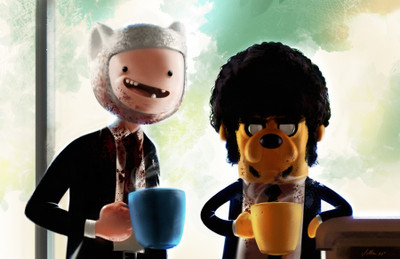 TV Show Adventure Time Pulp Fiction Movie Jake The Dog Finn The Human HD Wall Poster Paper Print(12 inch X 18 inch, Rolled)