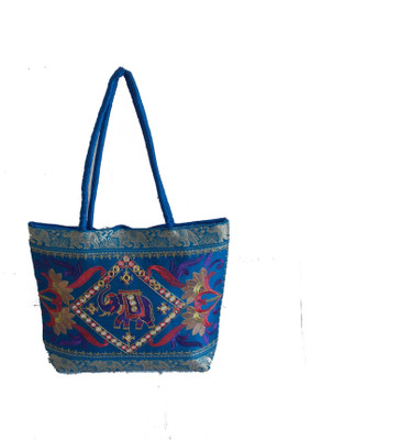 HideCrusH Women Casual Blue Cotton Tote