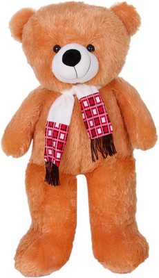 ToynJoy 3 Feet Ravishing Golden Brown Teddy bear Stuffed Toy With Muffler - 85 cm(Golden Brown)