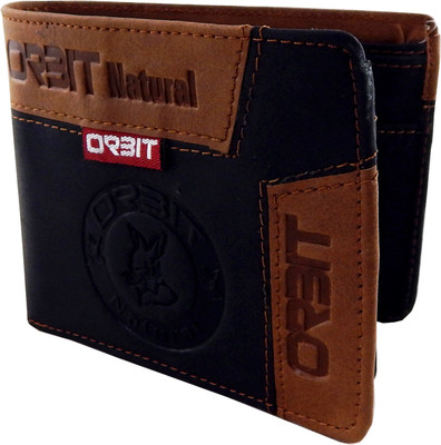 Orbit Men Black, Tan Genuine Leather Wallet(5 Card Slots)