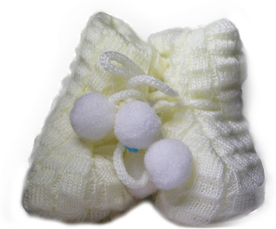 Guchu E7-BT5-Woolen Booties(Toe to Heel Length - 12 cm White)