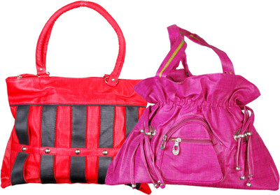 RB FASHION Hand-held Bag(Red, Pink), Pink;red
