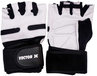 Vector X GL-VX-1800-WHT Gym & Fitness Gloves (L, Black, White)