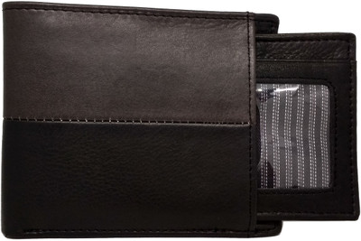 Illios Men Tan Genuine Leather Wallet(9 Card Slots), Black