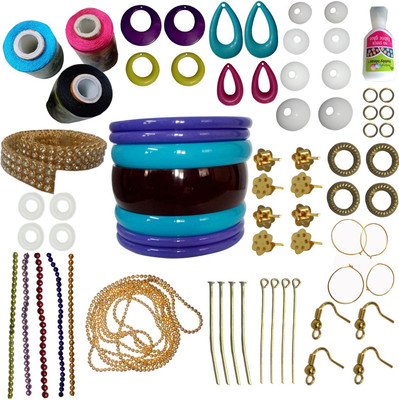 craftkit Pink, black and sky blue silk thread with Bangle 2.6, earrings base and jewellery accessories
craftkit Pink, black and sky blue silk thread with Bangle 2.6, earrings base and jewellery accessories
