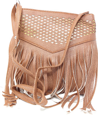 SM Shopper Women Casual Frill Sling Bag Sling Bag(Brown, 10 inch)