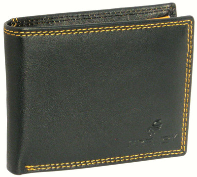 FRENZY Men Black Genuine Leather Wallet(12 Card Slots)