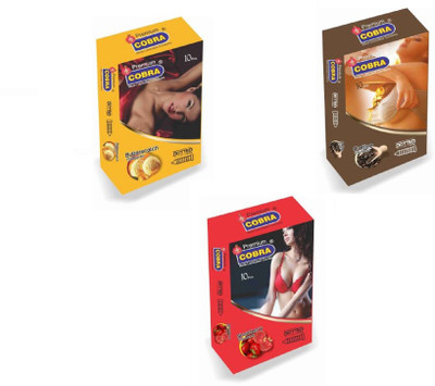 Cobra Butterscotch, Coffee & Strawberry Condom A2 Condom(Set of 3, 30S)