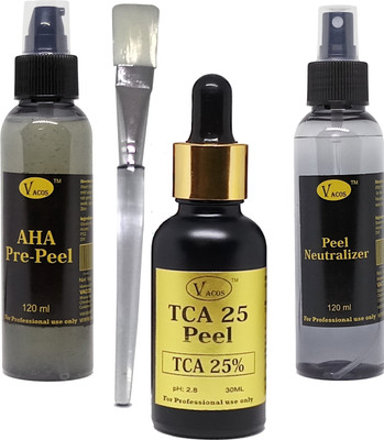VACOS TCA 25 Peel TCA 25% 30 ml with Pre Peel Neutralizer Brush Chemical Peel Skin Peeling 30 ml(Set of 4)
VACOS TCA 25 Peel TCA 25% 30 ml with Pre Peel Neutralizer Brush Chemical Peel Skin Peeling 30 ml(Set of 4)