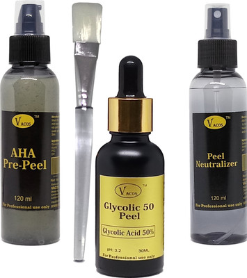 VACOS Glycolic 50 Peel Glycolic Acid 50% 30 ml with Pre Peel Neutralizer Brush Chemical Peel Skin Peeling 30 ml(Set of 4)
VACOS Glycolic 50 Peel Glycolic Acid 50% 30 ml with Pre Peel Neutralizer Brush Chemical Peel Skin Peeling 30 ml(Set of 4)