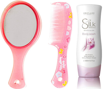 Oriflame Sweden Silk Beauty White Glow Body Wash 200ml (22713) With Mirror Comb Set(Set of 3)
Oriflame Sweden Silk Beauty White Glow Body Wash 200ml (22713) With Mirror Comb Set(Set of 3)