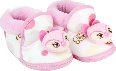 Neska Moda Cat 0 To 12 Month Baby Booties(Toe to Heel Length - 12 cm Pink)