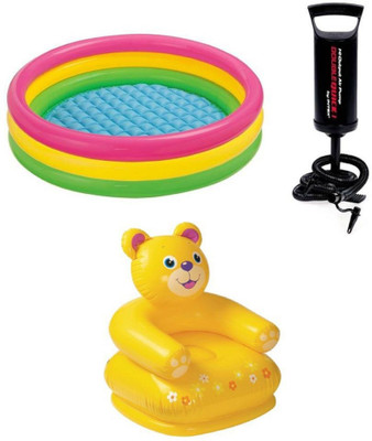 K T BROTHERS Inflatable 3ft Water Tub Kids SwimmingPool With Kids Teddy Chair & Hand Pump Inflatable Pool Inflatable Pool(Multicolor)
K T BROTHERS Inflatable 3ft Water Tub Kids SwimmingPool With Kids Teddy Chair & Hand Pump Inflatable Pool Inflatable Pool(Multicolor)