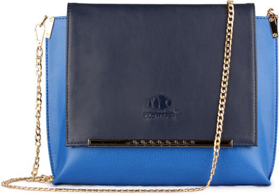 The Clownfish Women Evening/Party Blue Leatherette Sling Bag