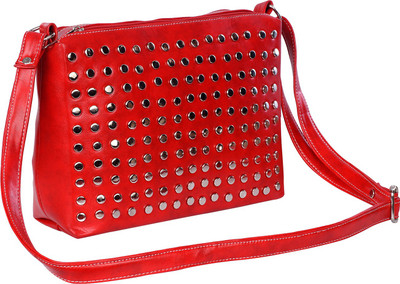 Leather Land Girls Casual Red Leatherette Sling Bag