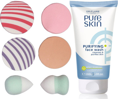 Oriflame Sweden Pure Skin Purifying Face Wash 150ml (32646) With Puff Sponge(Set of 7)
