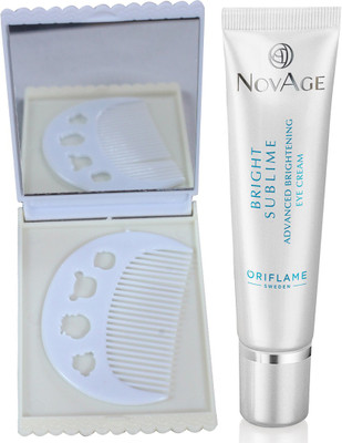 Oriflame Sweden NovAge Bright Sublime Advanced Brightening Eye Cream 15ml (32804) With Comb Mirror Set(Set of 3)
Oriflame Sweden NovAge Bright Sublime Advanced Brightening Eye Cream 15ml (32804) With Comb Mirror Set(Set of 3)