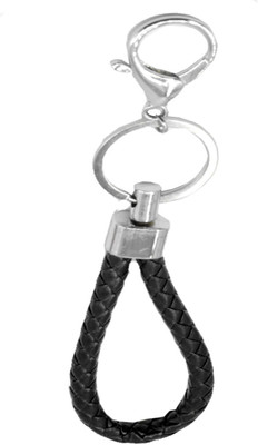 Faynci Braided Leather Cord Metal Black Key Chain
