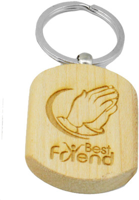 Faynci Best Friend Engraved Handcrafted Wooden Key Chain
