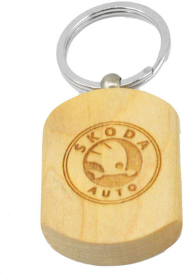 Faynci Skoda Engraved Handcrafted Wooden Key Chain