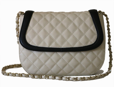 Gripp Women Evening/Party White Genuine Leather Sling Bag
