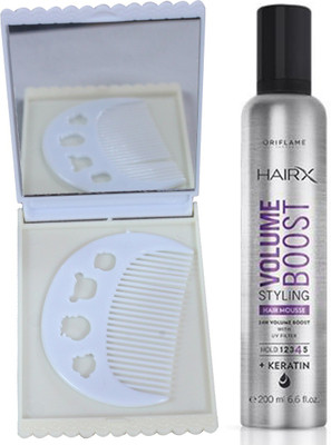 Oriflame Sweden HairX Volume Boost Styling Hair Mousse 200ml (30550) With Comb & Mirror Set(Set of 3)
Oriflame Sweden HairX Volume Boost Styling Hair Mousse 200ml (30550) With Comb & Mirror Set(Set of 3)