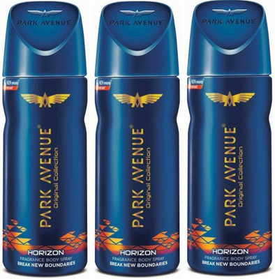 Park Avenue Horizon Deodorant Combo Pack of 3 Deodorant Spray - For Men(390 ml, Pack of 3)
Park Avenue Horizon Deodorant Combo Pack of 3 Deodorant Spray - For Men(390 ml, Pack of 3)