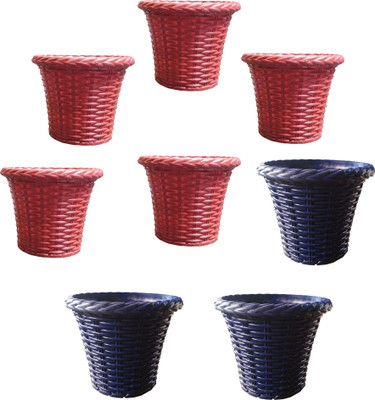 SHOPTICO Plant pots Plant Container Set(Pack of 8, Plastic)