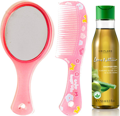 Oriflame Sweden Love Nature Shower Gel with Moisturising Olive Oil & Aloe Vera 250ml (32608) With Mirror Comb Set(Set of 3)
Oriflame Sweden Love Nature Shower Gel with Moisturising Olive Oil & Aloe Vera 250ml (32608) With Mirror Comb Set(Set of 3)