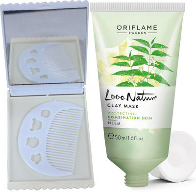 Oriflame Sweden Love Nature Clay Mask Neem 50ml (32043) With Comb Mirror Set(Set of 3)
Oriflame Sweden Love Nature Clay Mask Neem 50ml (32043) With Comb Mirror Set(Set of 3)