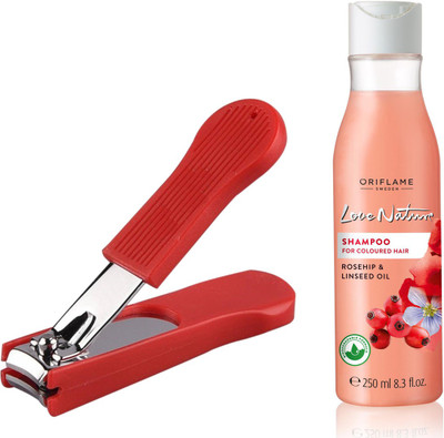 Oriflame Sweden Love Nature Shampoo for Coloured Hair with Rosehip & Linseed Oil 250ml (32621) With Nail Cutter(Set of 2)