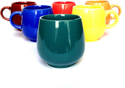 Indeavour INDCR1856 Ceramic Mug(150 ml, Pack of 6), Multicolor
