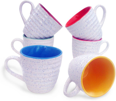 Indeavour INDCR1947 Ceramic Mug(180 ml, Pack of 6), Multicolor