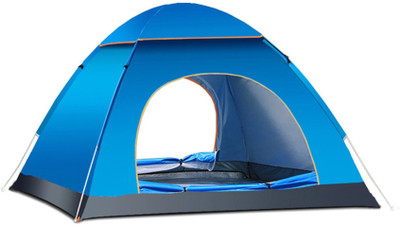 HSR Blue Four Peoples Camping Tent - For Camping & Hiking(Blue)