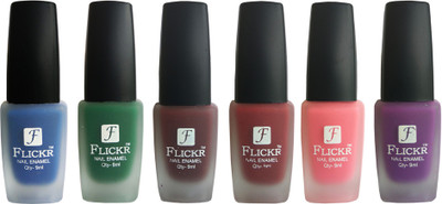 Flickr VELVET MATTE NAIL POLISH Blue,Green,Maroon,Reddish Maroon,Peach,Purple(Pack of 6)
