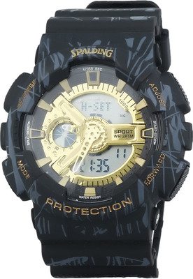 SPALDING SP-120D Stylish Black & Grey Strap and Golden Dial Analog-Chronograph Casual/Sports Wrist Watch - For Men
SPALDING SP-120D Stylish Black & Grey Strap and Golden Dial Analog-Chronograph Casual/Sports Wrist Watch - For Men