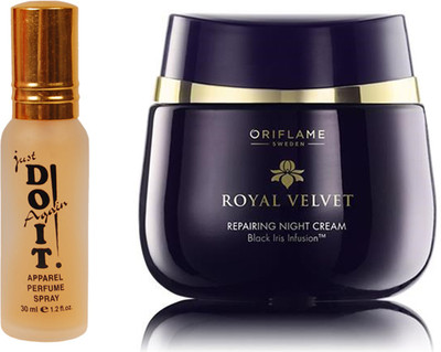 Oriflame Sweden Royal Velvet Repairing Night Cream 50ml (22814) With Just Doit Perfume 30ml(Set of 2)
Oriflame Sweden Royal Velvet Repairing Night Cream 50ml (22814) With Just Doit Perfume 30ml(Set of 2)