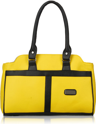 Aisna Hand-held Bag(Yellow, Black), Black;yellow