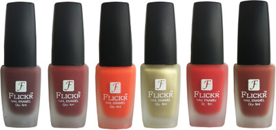 Flickr VELVET MATTE NAIL POLISH Maroon,Reddish Maroon,Orange,Golden,Red,Nude(Pack of 6)
