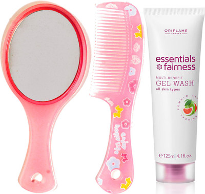 Oriflame Sweden Essentials Fairness Multi-Benefit Gel Wash 125ml (32699) With Mirror Comb Set(Set of 3)
Oriflame Sweden Essentials Fairness Multi-Benefit Gel Wash 125ml (32699) With Mirror Comb Set(Set of 3)