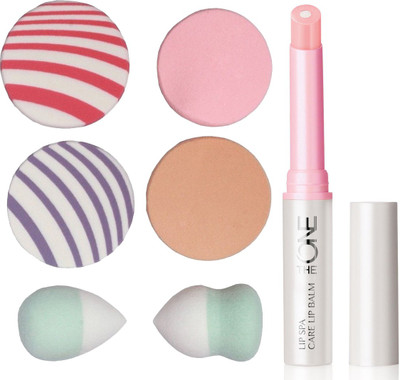 Oriflame Sweden The ONE Lip Spa Care Lip Balm 1.7g ( Transparent - 31442 ) With Puff Sponge(Set of 7)