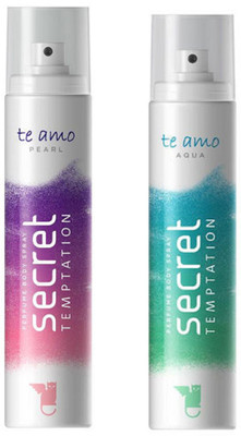 Secret Temptation Te Amo Pearl and Aqua Perfume Body Spray Pack of 2 Combo (120ML each) Perfume Body Spray - For Women(240 ml, Pack of 2)
Secret Temptation Te Amo Pearl and Aqua Perfume Body Spray Pack of 2 Combo (120ML each) Perfume Body Spray - For Women(240 ml, Pack of 2)