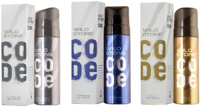 Wild Stone Code Platinum, Code Titanium, Code Gold Perfume Body Spray Pack of 3 Combo (120ML each) Perfume Body Spray - For Men(360 ml, Pack of 3)
Wild Stone Code Platinum, Code Titanium, Code Gold Perfume Body Spray Pack of 3 Combo (120ML each) Perfume Body Spray - For Men(360 ml, Pack of 3)