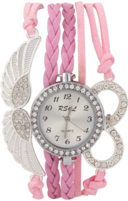 SOOMS RSOL Angel's Wings Lucky Charm Bracelet Silver Diamond Studded DIVA GLEAM GLORIOUS ELEGANT PARTY WEAR LADIES & WOMEN BRACELET Watch - For Girls