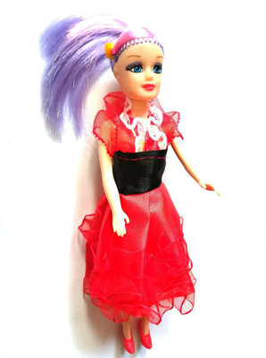 Reyansh Collection Mini Princess Doll in Red Dress with colored Hair(Red)